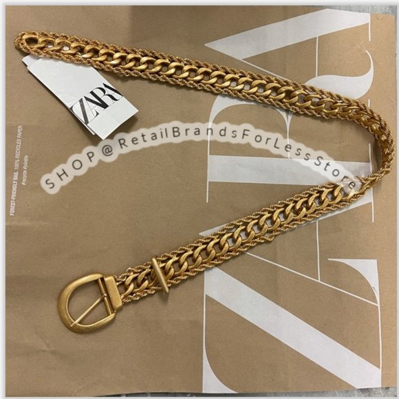 ZARA METALLIC GOLD LINK METAL CHAIN BELT main image 9